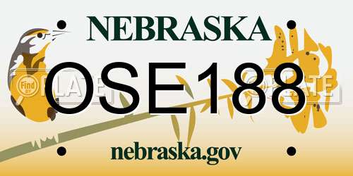 OSE188 Nebraska License Plate