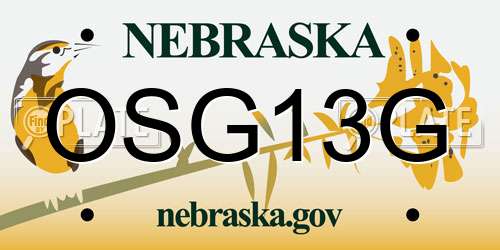 OSG13G Nebraska License Plate