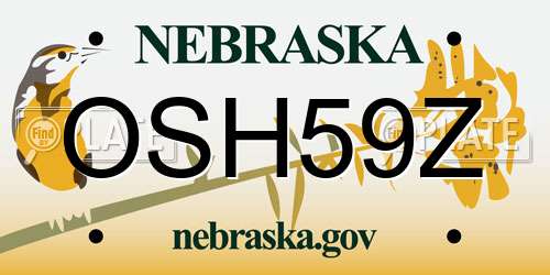 OSH59Z Nebraska License Plate