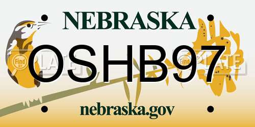 OSHB97 Nebraska License Plate