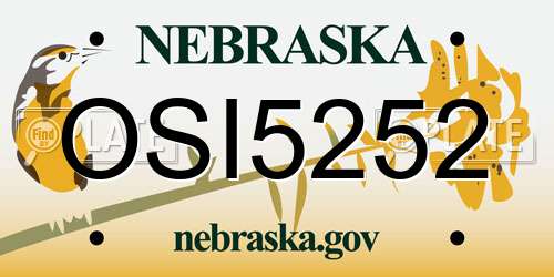 OSI5252 Nebraska License Plate