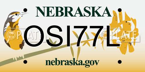 OSI77L Nebraska License Plate