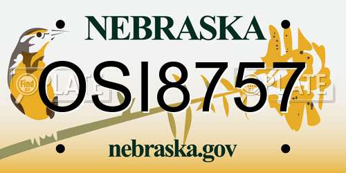 OSI8757 Nebraska License Plate