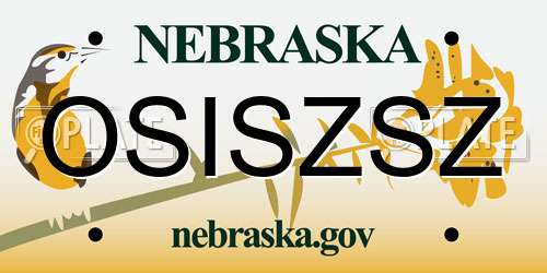 OSISZSZ Nebraska License Plate