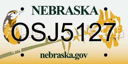 OSJ5127 Nebraska License Plate