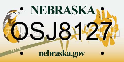 OSJ8127 Nebraska License Plate