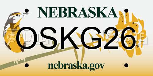 OSKG26 Nebraska License Plate