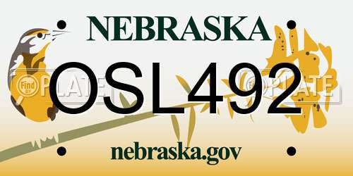 OSL492 Nebraska License Plate