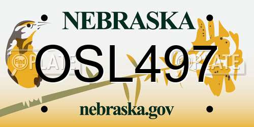 OSL497 Nebraska License Plate
