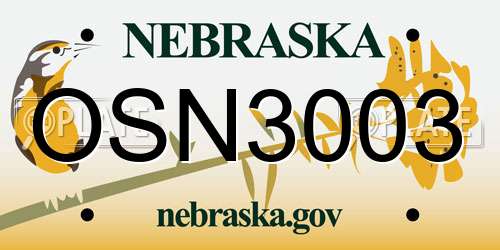 OSN3003 Nebraska License Plate