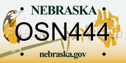 OSN444 Nebraska License Plate