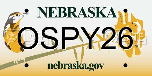 OSPY26 Nebraska License Plate