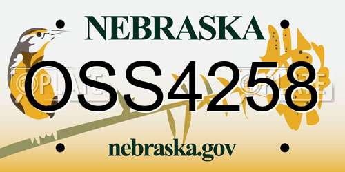 OSS4258 Nebraska License Plate