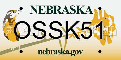 OSSK51 Nebraska License Plate