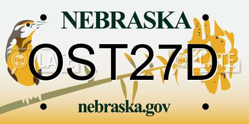 OST27D Nebraska License Plate