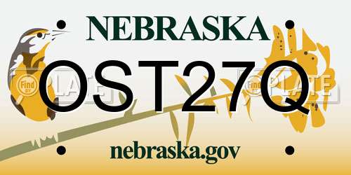 OST27Q Nebraska License Plate