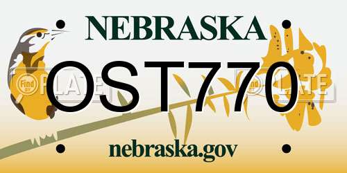 OST770 Nebraska License Plate
