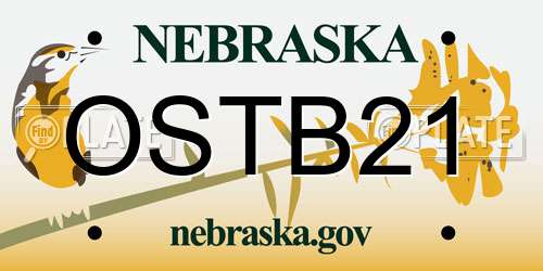 OSTB21 Nebraska License Plate