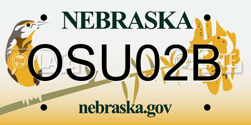 OSU02B Nebraska License Plate