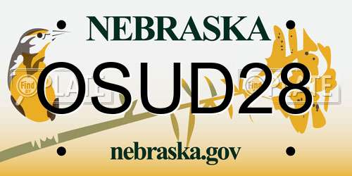 OSUD28 Nebraska License Plate