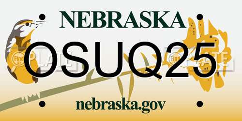 OSUQ25 Nebraska License Plate