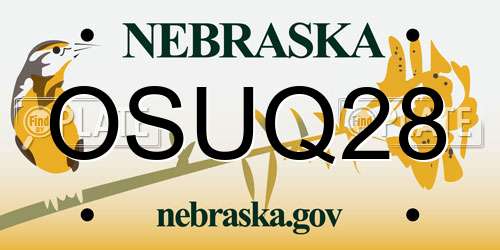 OSUQ28 Nebraska License Plate