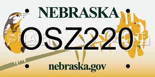 OSZ220 Nebraska License Plate