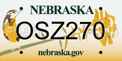 OSZ270 Nebraska License Plate