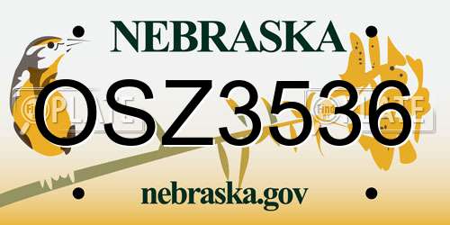 OSZ3536 Nebraska License Plate