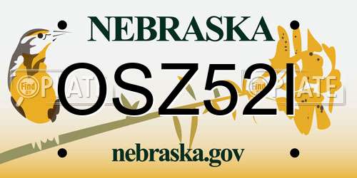 OSZ52I Nebraska License Plate