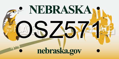 OSZ571 Nebraska License Plate