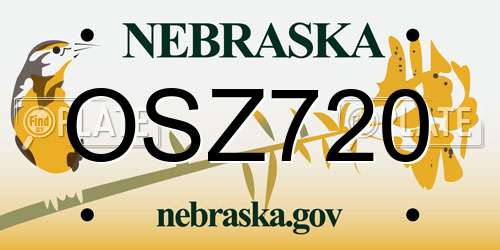 OSZ720 Nebraska License Plate