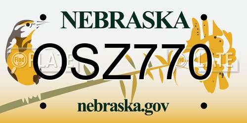 OSZ770 Nebraska License Plate