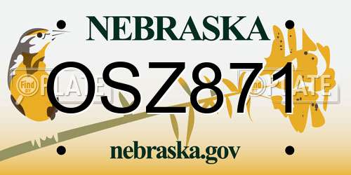 OSZ871 Nebraska License Plate