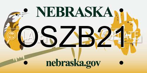 OSZB21 Nebraska License Plate
