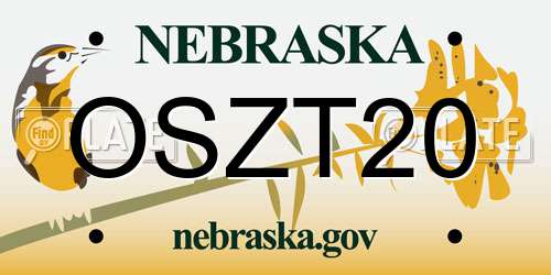 OSZT20 Nebraska License Plate