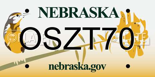OSZT70 Nebraska License Plate