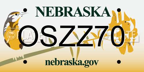 OSZZ70 Nebraska License Plate