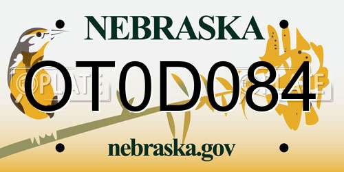 OT0D084 Nebraska License Plate