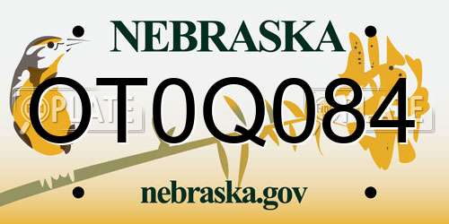 OT0Q084 Nebraska License Plate
