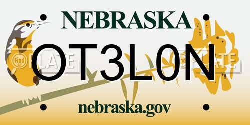 OT3L0N Nebraska License Plate