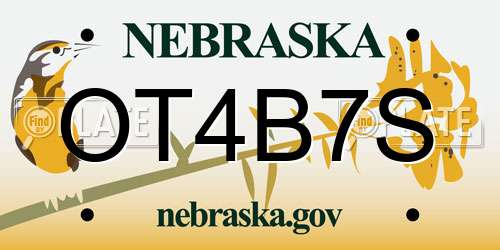 OT4B7S Nebraska License Plate