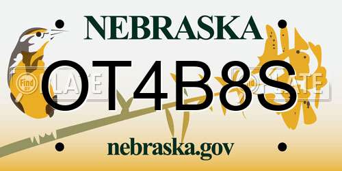 OT4B8S Nebraska License Plate