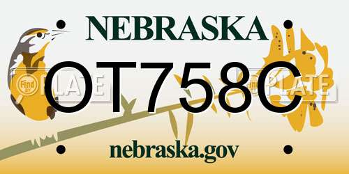 OT758C Nebraska License Plate