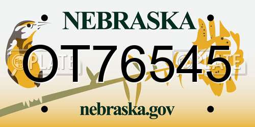 OT76545 Nebraska License Plate