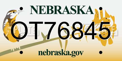 OT76845 Nebraska License Plate