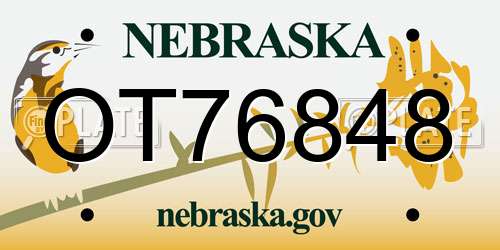 OT76848 Nebraska License Plate