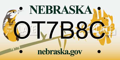 OT7B8C Nebraska License Plate
