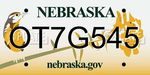 OT7G545 Nebraska License Plate