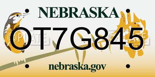 OT7G845 Nebraska License Plate